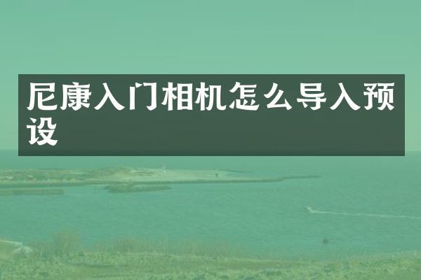 尼康入门相机怎么导入预设
