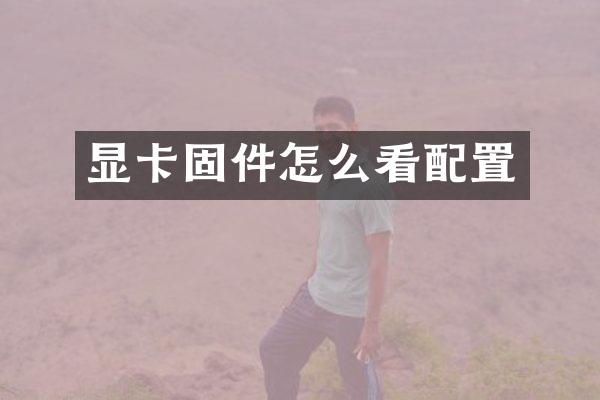 显卡固件怎么看配置
