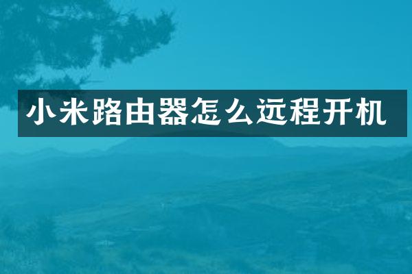 小米路由器怎么远程开机