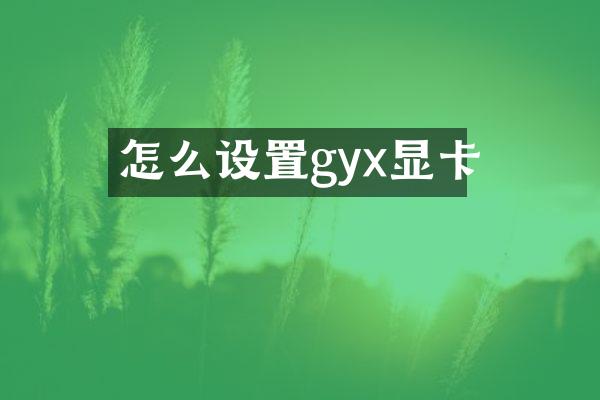 怎么设置gyx显卡