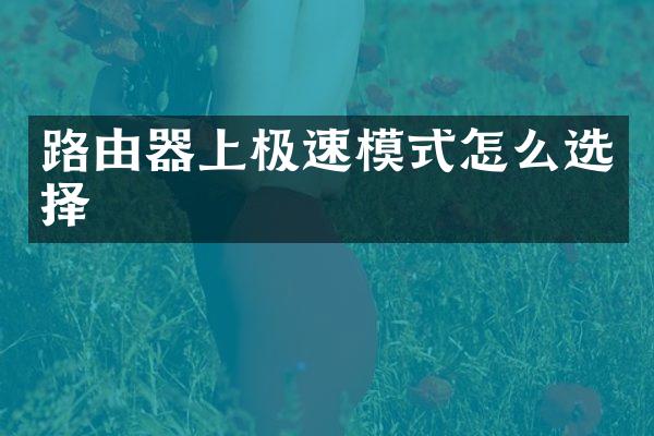路由器上极速模式怎么选择