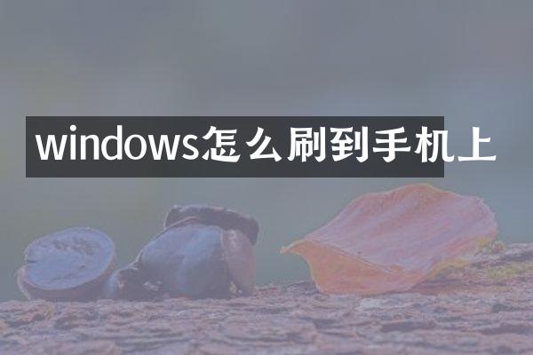 windows怎么刷到手机上