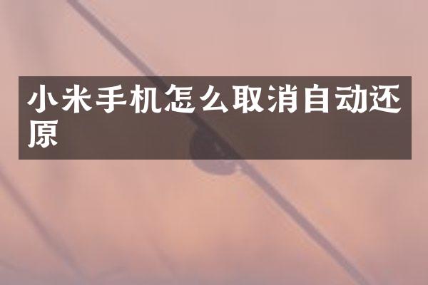 小米手机怎么取消自动还原