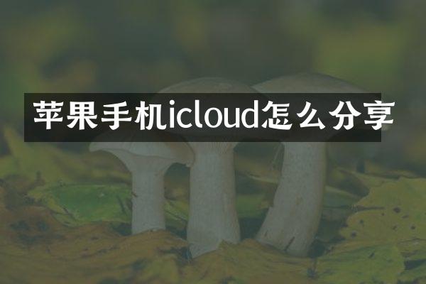 苹果手机icloud怎么分享