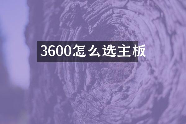 3600怎么选主板