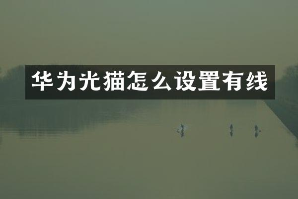 华为光猫怎么设置有线