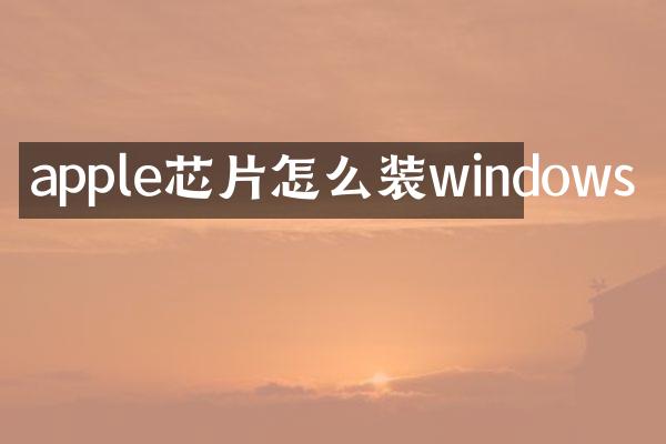 apple芯片怎么装windows