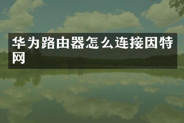 华为路由器怎么连接因特网