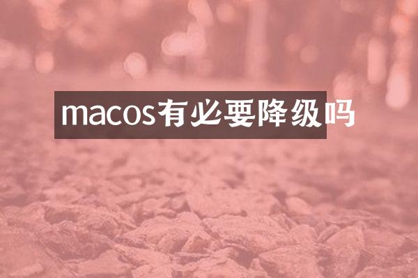 macos有必要降级吗