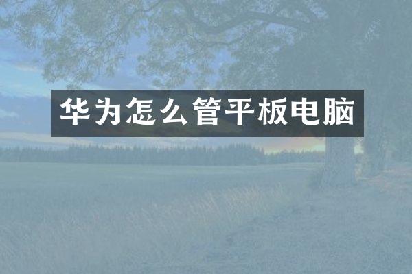 华为怎么管平板电脑