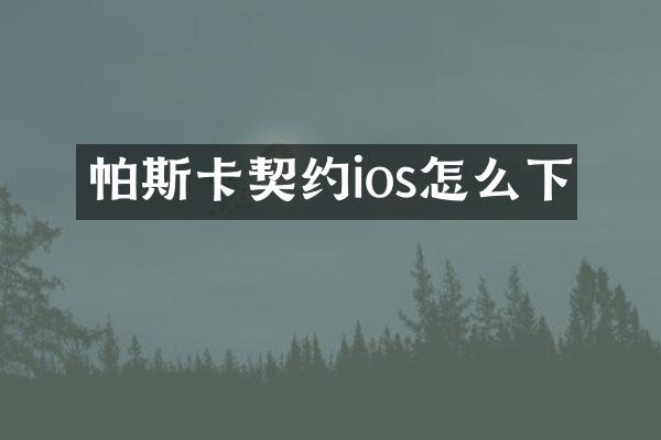 帕斯卡契约ios怎么下