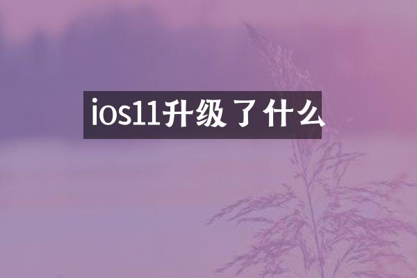 ios11升级了什么