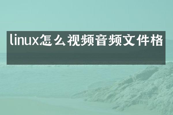 linux怎么视频音频文件格式