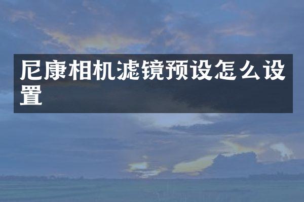 尼康相机滤镜预设怎么设置
