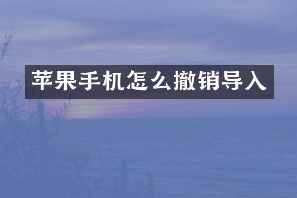 苹果手机怎么撤销导入