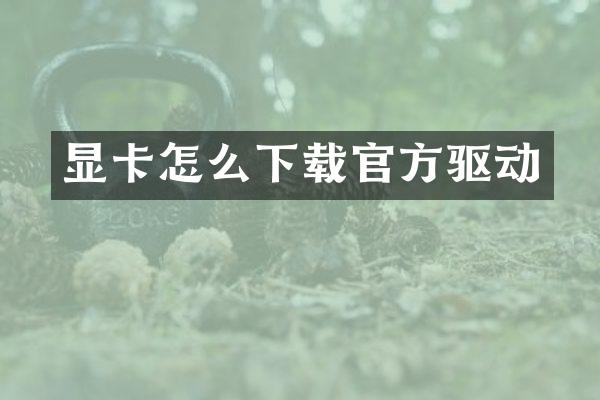 显卡怎么下载官方驱动