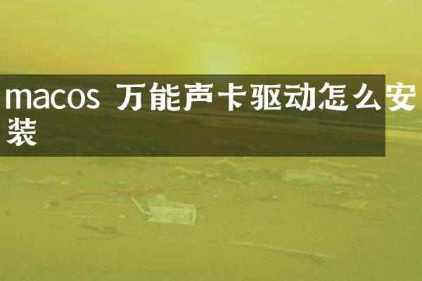 macos 万能声卡驱动怎么安装