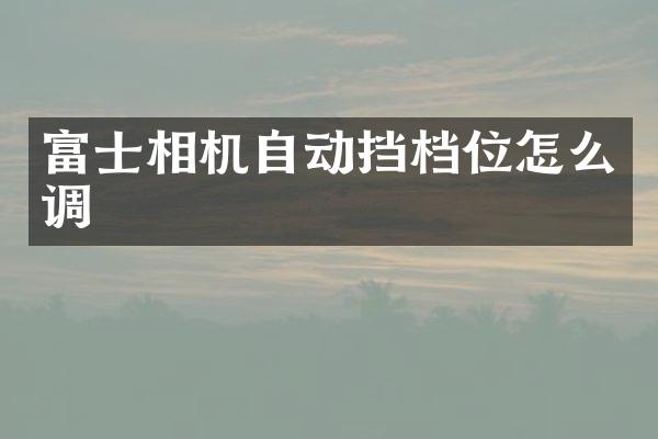 富士相机自动挡档位怎么调