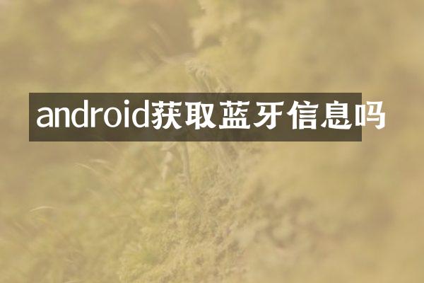 android获取蓝牙信息吗