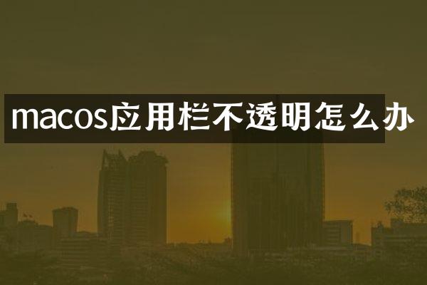 macos应用栏不透明怎么办