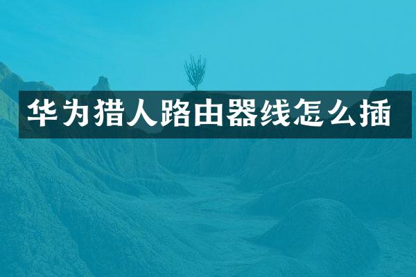 华为猎人路由器线怎么插