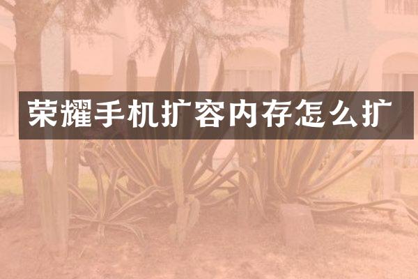 荣耀手机扩容内存怎么扩