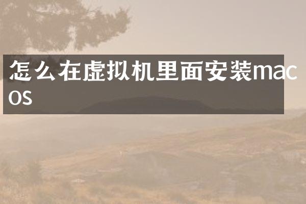 怎么在虚拟机里面安装macos