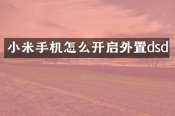 小米手机怎么开启外置dsd