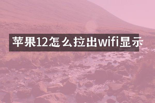 苹果12怎么拉出wifi显示