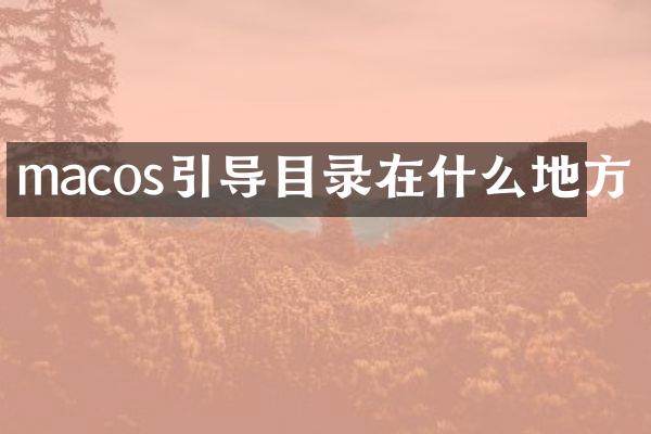 macos引导目录在什么地方