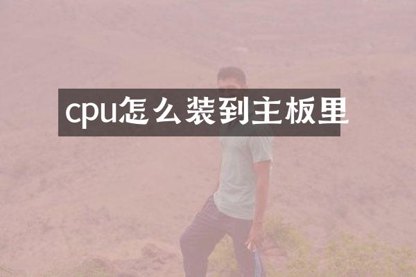 cpu怎么装到主板里