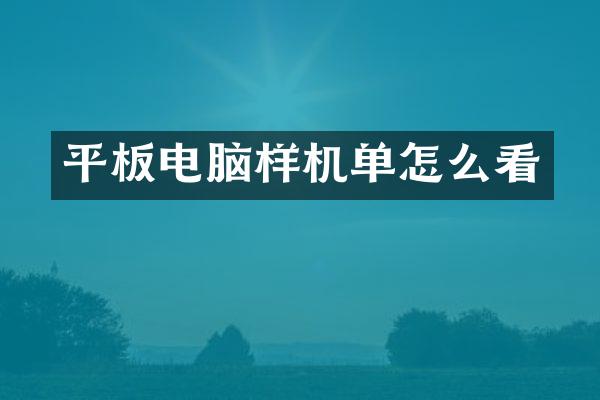 平板电脑样机单怎么看