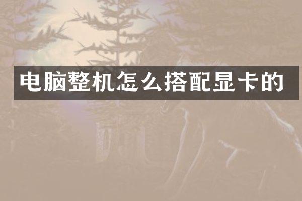 电脑整机怎么搭配显卡的