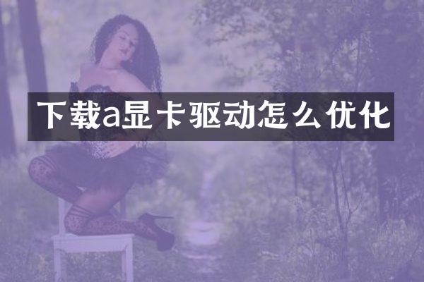下载a显卡驱动怎么优化