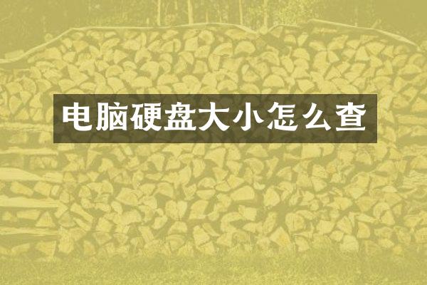 电脑硬盘大小怎么查