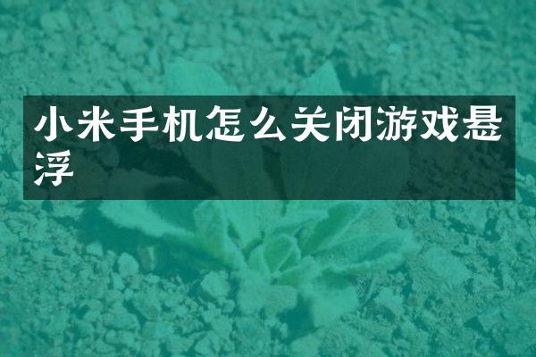 小米手机怎么关闭游戏悬浮