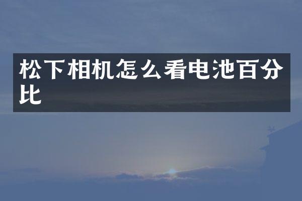 松下相机怎么看电池百分比