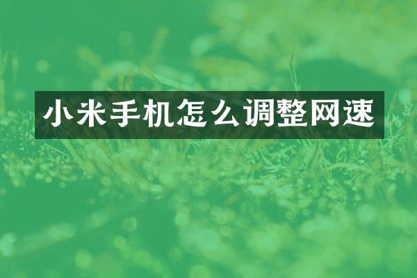 小米手机怎么调整网速