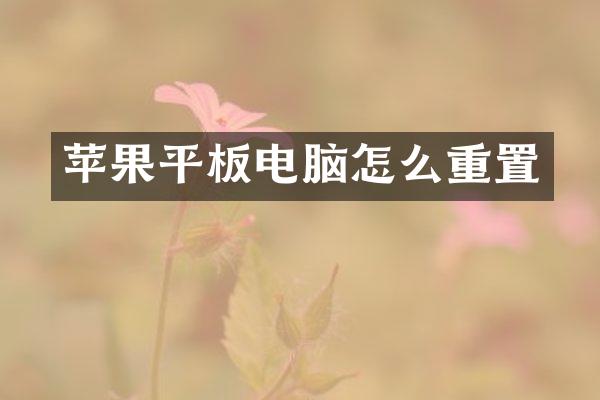 苹果平板电脑怎么重置