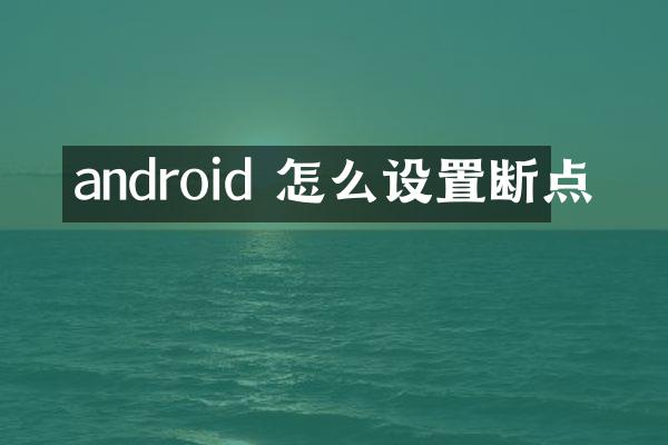 android 怎么设置断点