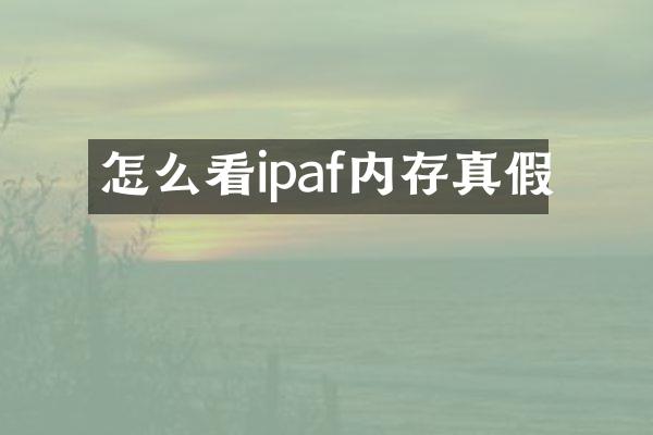 怎么看ipaf内存真假