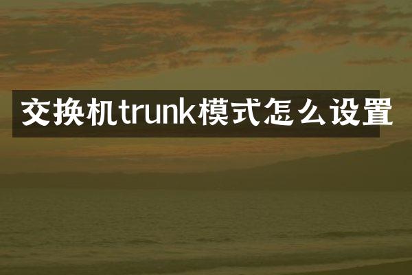 交换机trunk模式怎么设置