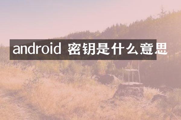 android 密钥是什么意思