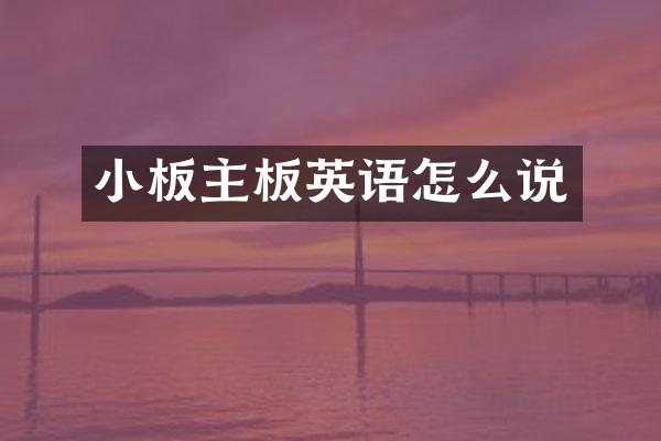 小板主板英语怎么说