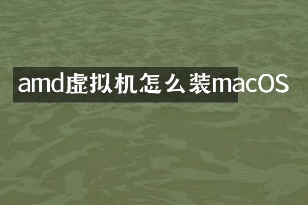 amd虚拟机怎么装macOS