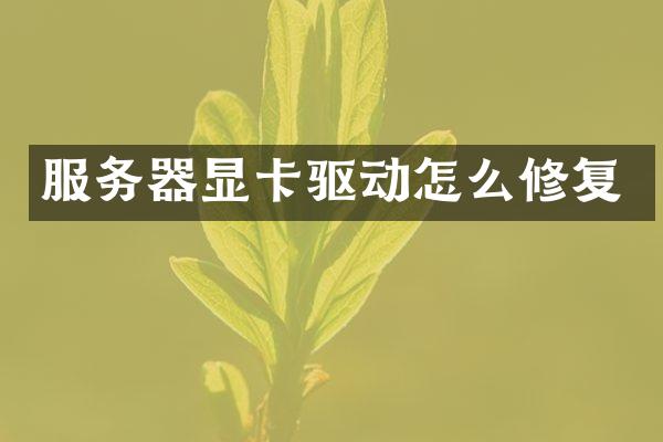 服务器显卡驱动怎么修复