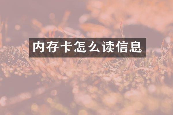 内存卡怎么读信息