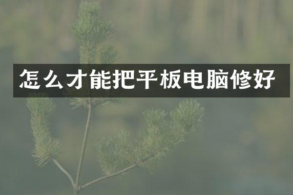怎么才能把平板电脑修好