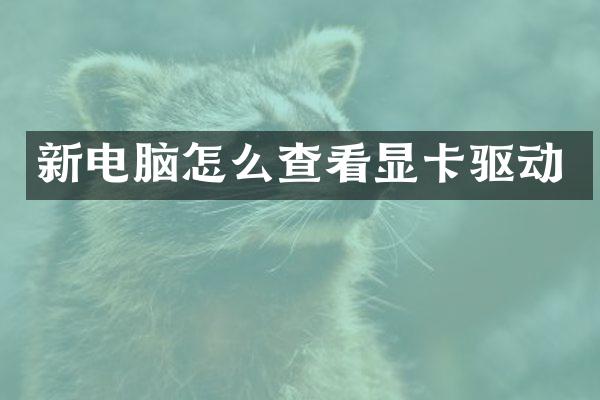 新电脑怎么查看显卡驱动