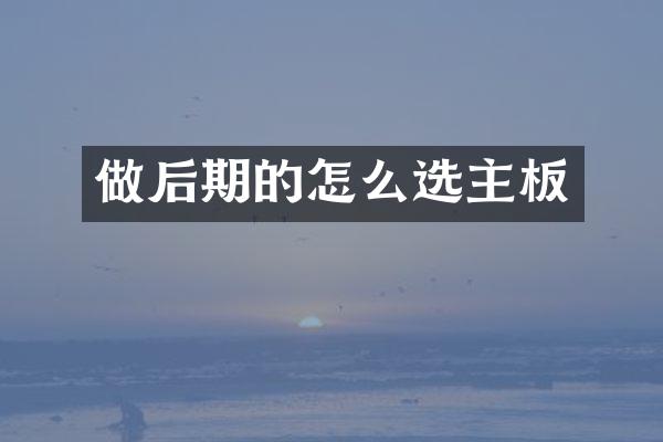 做后期的怎么选主板